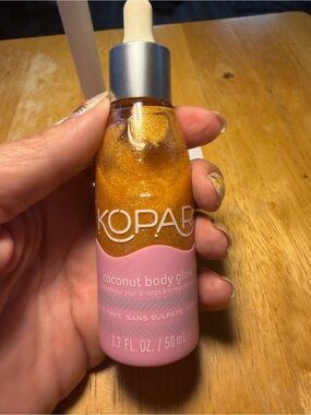Kopari Coconut Body Glow Shimmer Oil - Gold and Pink Bottle